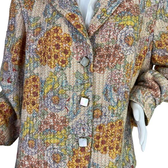 Marina Rinaldi Woven Tweeded Floral Blazer Jacket  Sz IT 25, US 16 Large - Picture 7 of 15